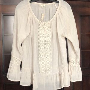 Retrology Peasant Cream embroidered Top Blouse Boho
